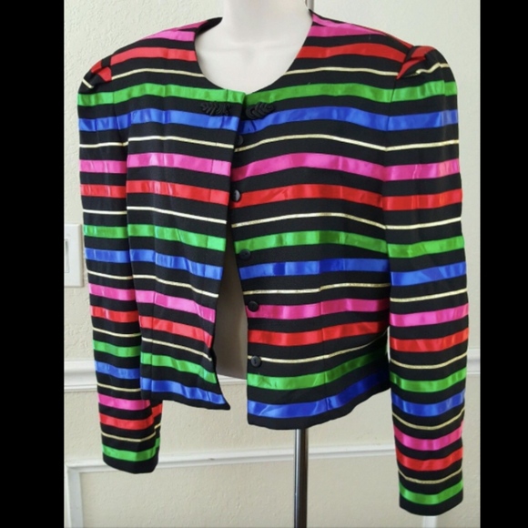 Jacqueline Ferrari Jackets & Blazers - Jacqueline Ferrari Multi Color Ribbon Jacket 14